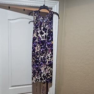 Dana Buchman Purple Animal Print Midi Dress